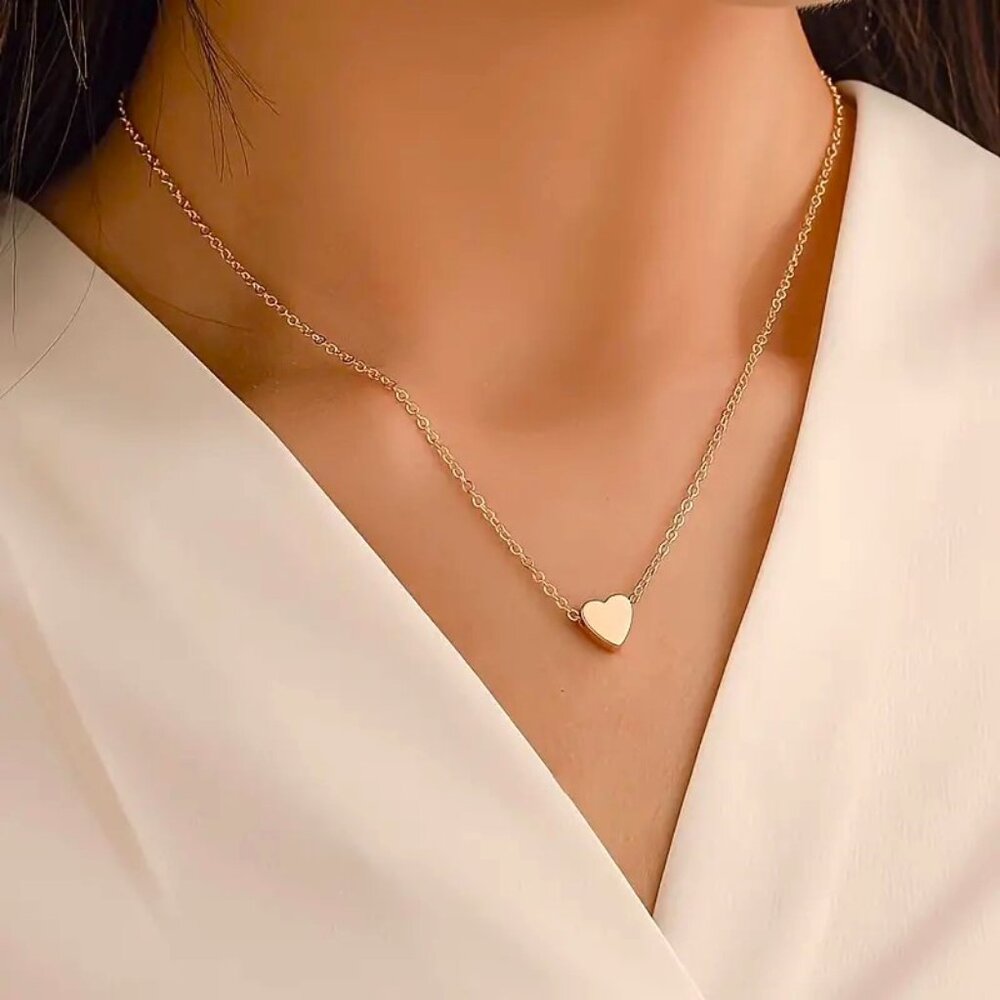 Heart Necklace Delicate Minimalist Gold Chain Delicate Love Simple Dainty Sexy